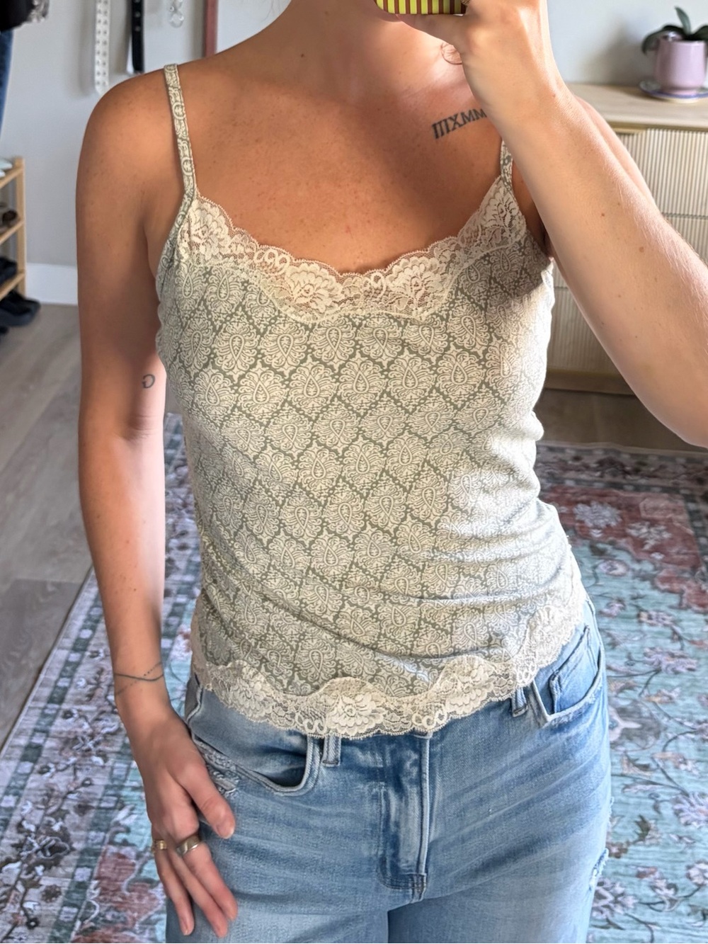 Caslon Lace Trim Printed Camisole Tank